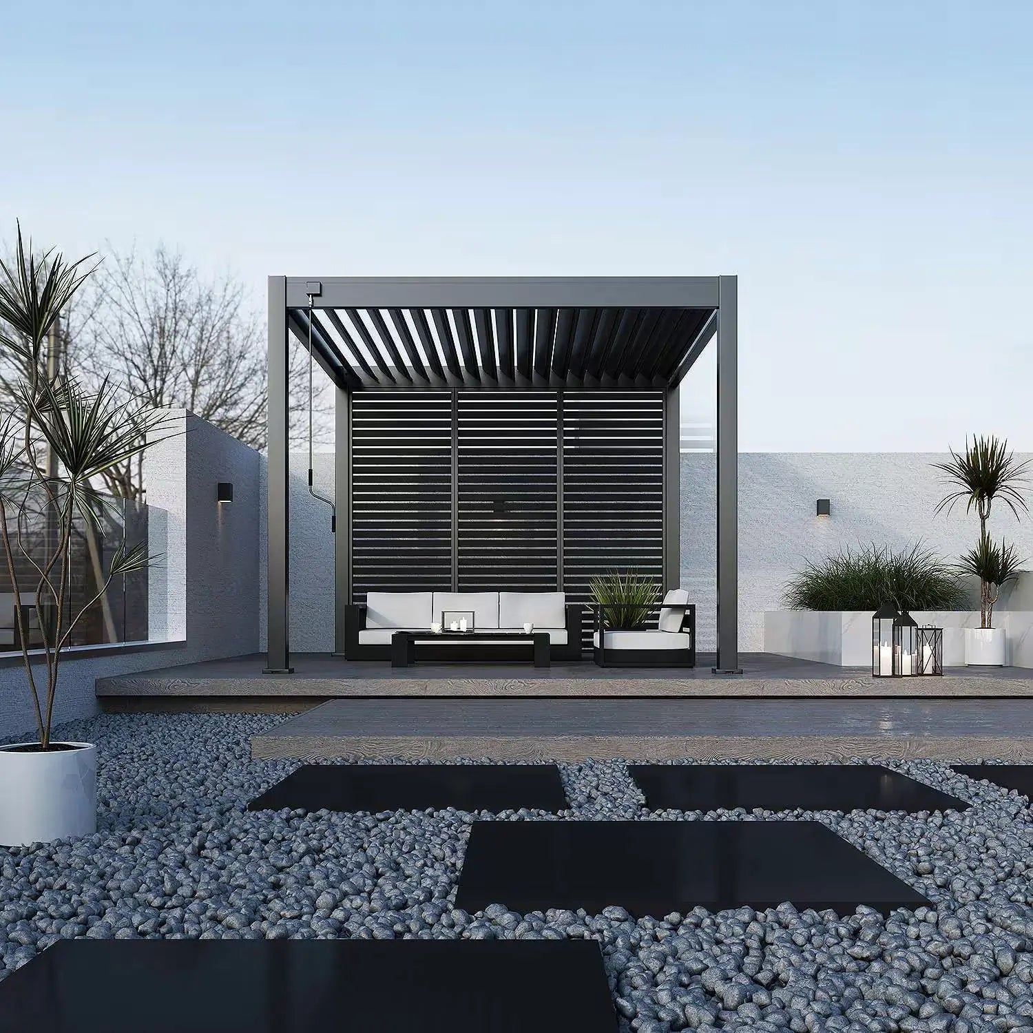 Modena Aluminium Pergola 3m x 3m Free Standing - Artificial Grass Direct