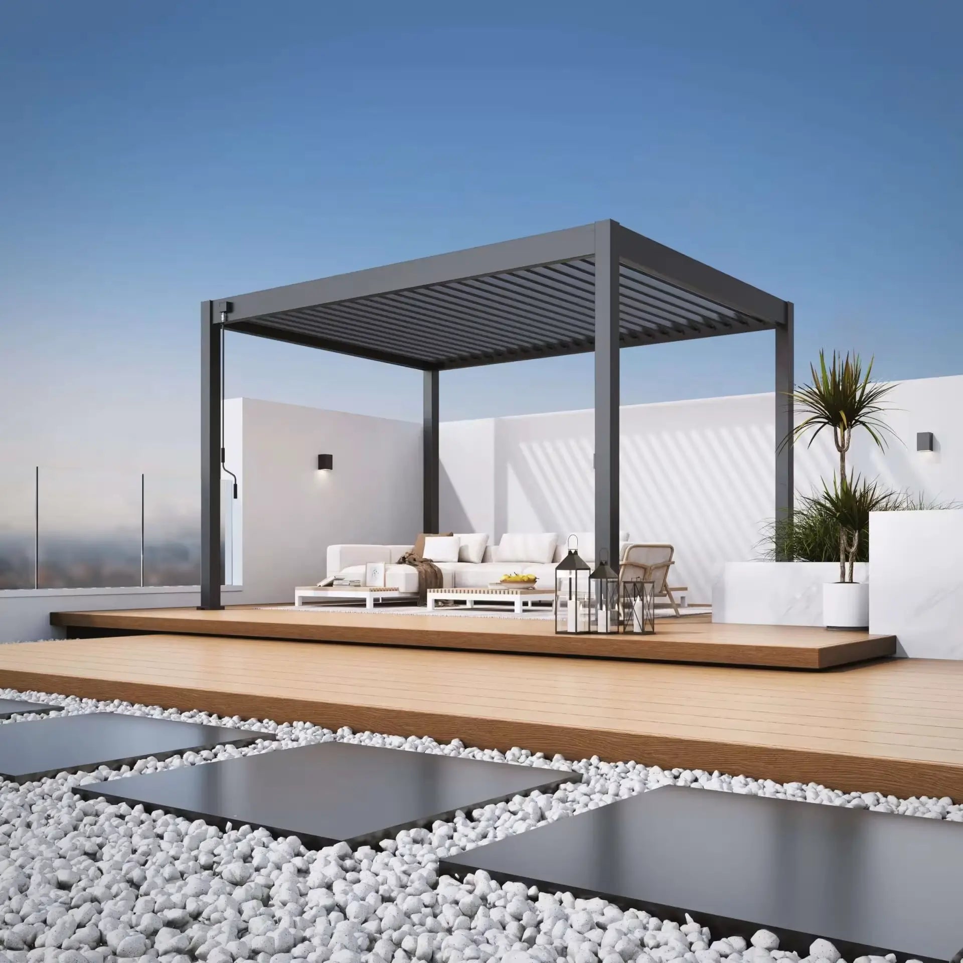 Modena Aluminium Pergola 4m x 3m Free Standing - Artificial Grass Direct