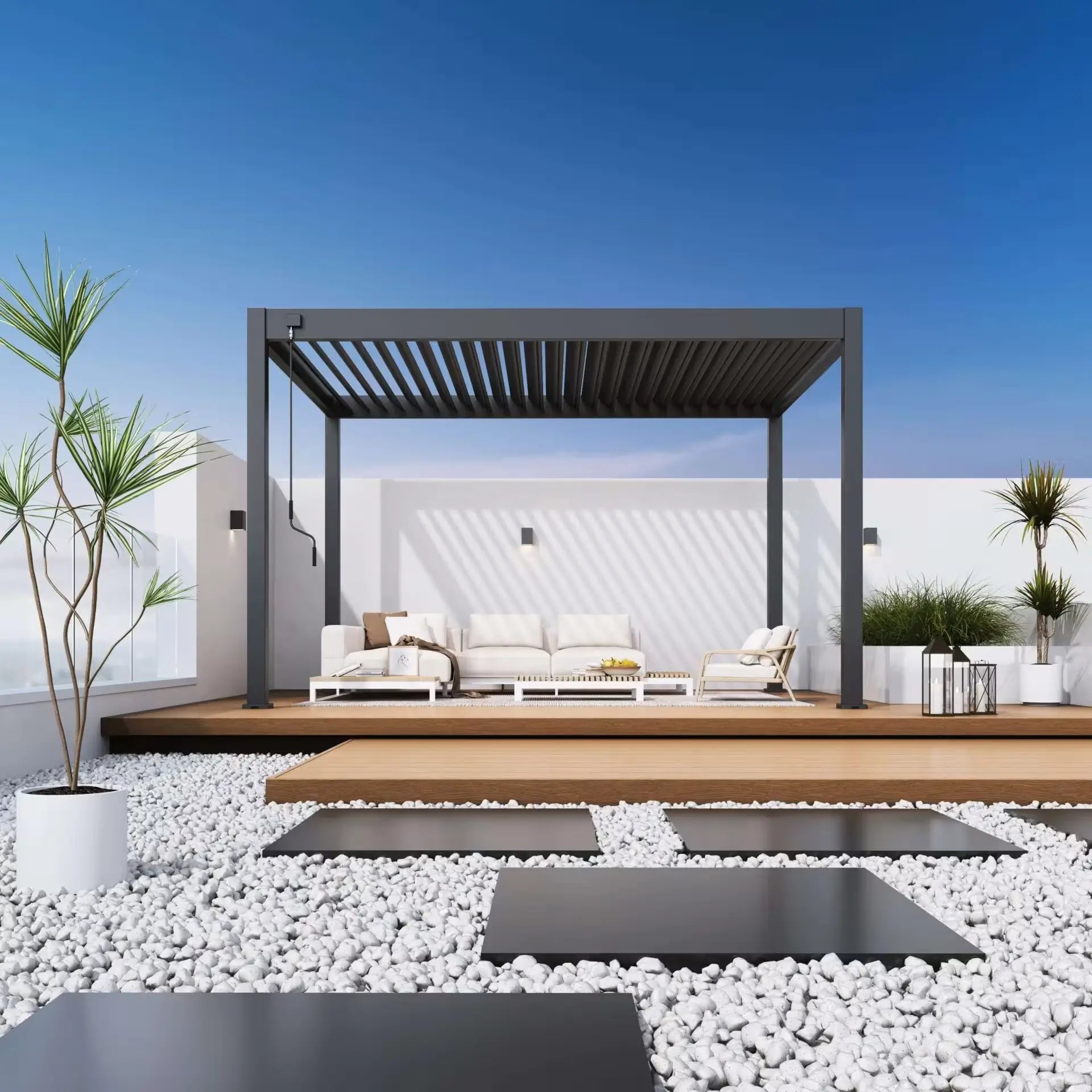 Modena Aluminium Pergola 4m x 3m Free Standing - Artificial Grass Direct