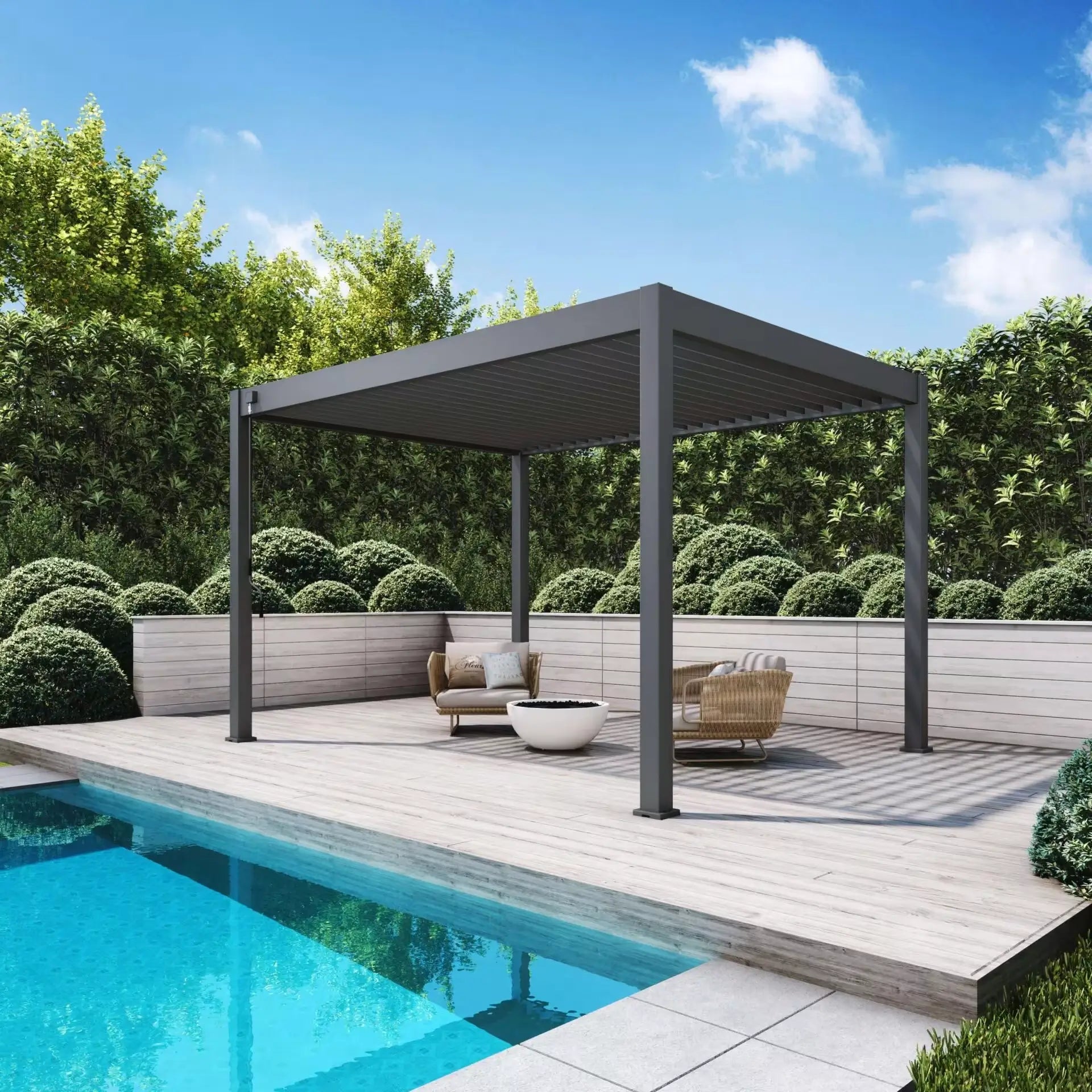 Modena Aluminium Pergola 4m x 3m Free Standing - Artificial Grass Direct