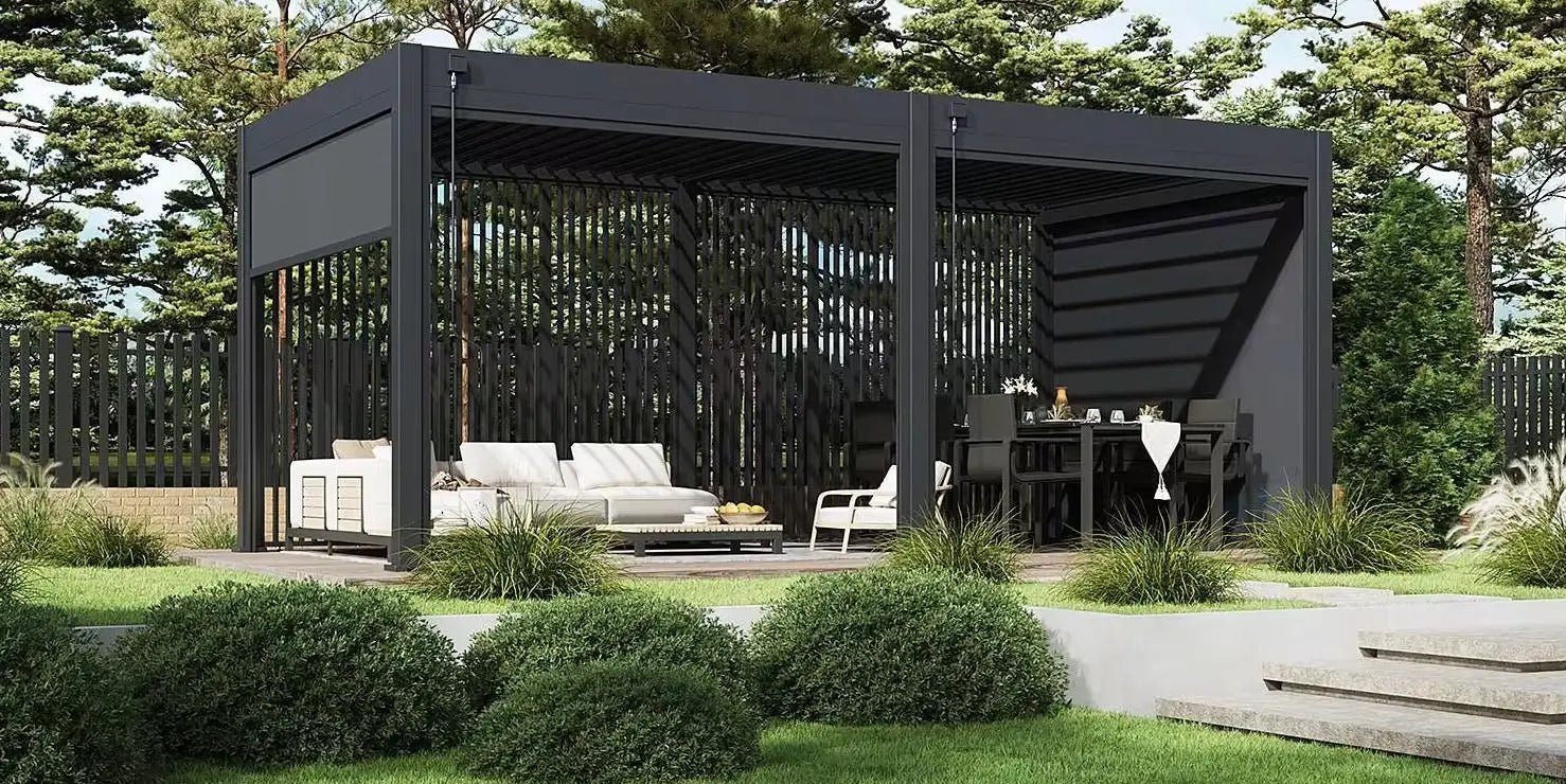 Modena Aluminium Pergola 6m x 3m Free Standing - Artificial Grass Direct