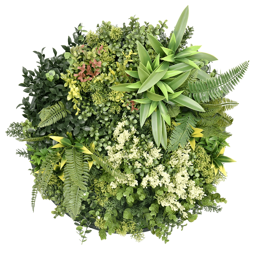Artificial "Rhea B" Wall Art - 50cm Circular Frame - Artificial Grass Direct