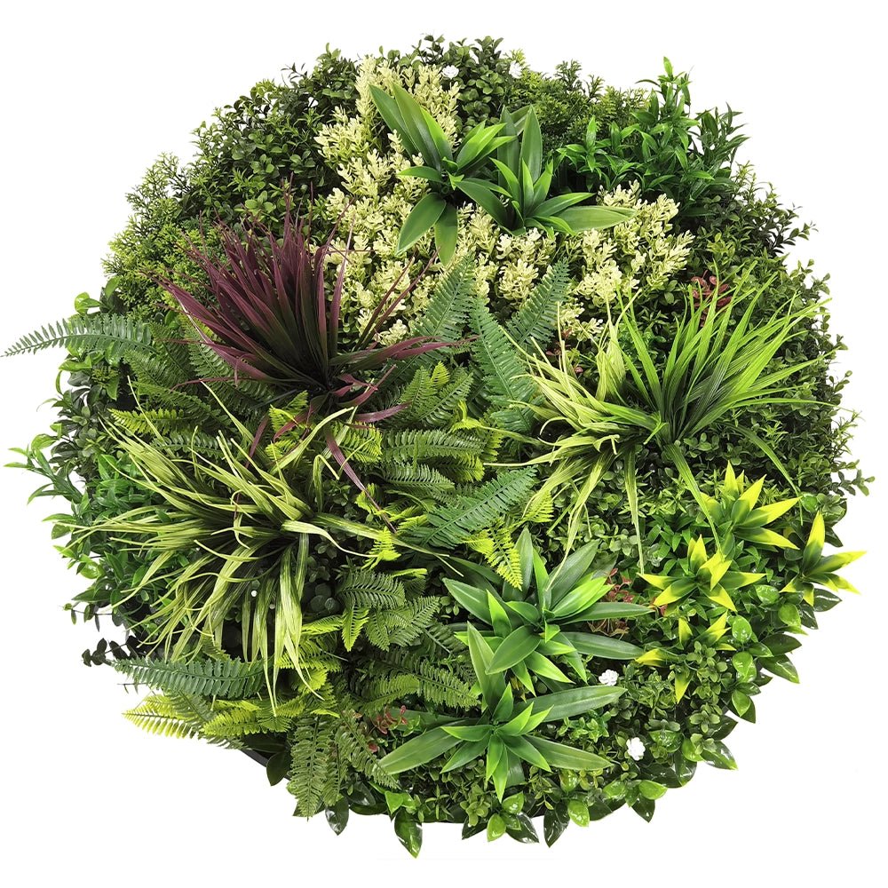 Artificial "Gaea CM" Wall Art - 80cm Circular Frame - Artificial Grass Direct