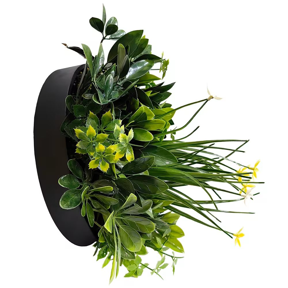Artificial "Daffodil Smile" Wall Art - 25cm Circular Frame