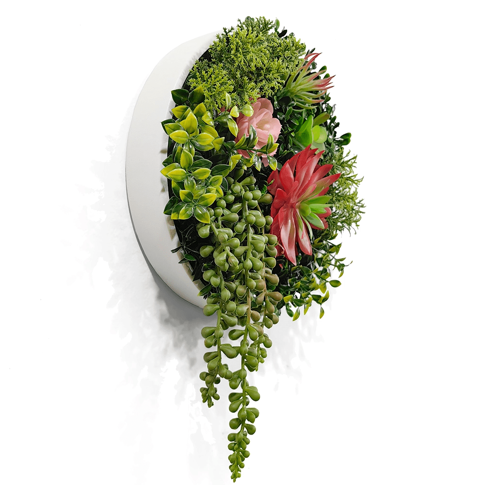 Artificial "Gemstone" Wall Art - 25cm Circular Frame - Artificial Grass Direct
