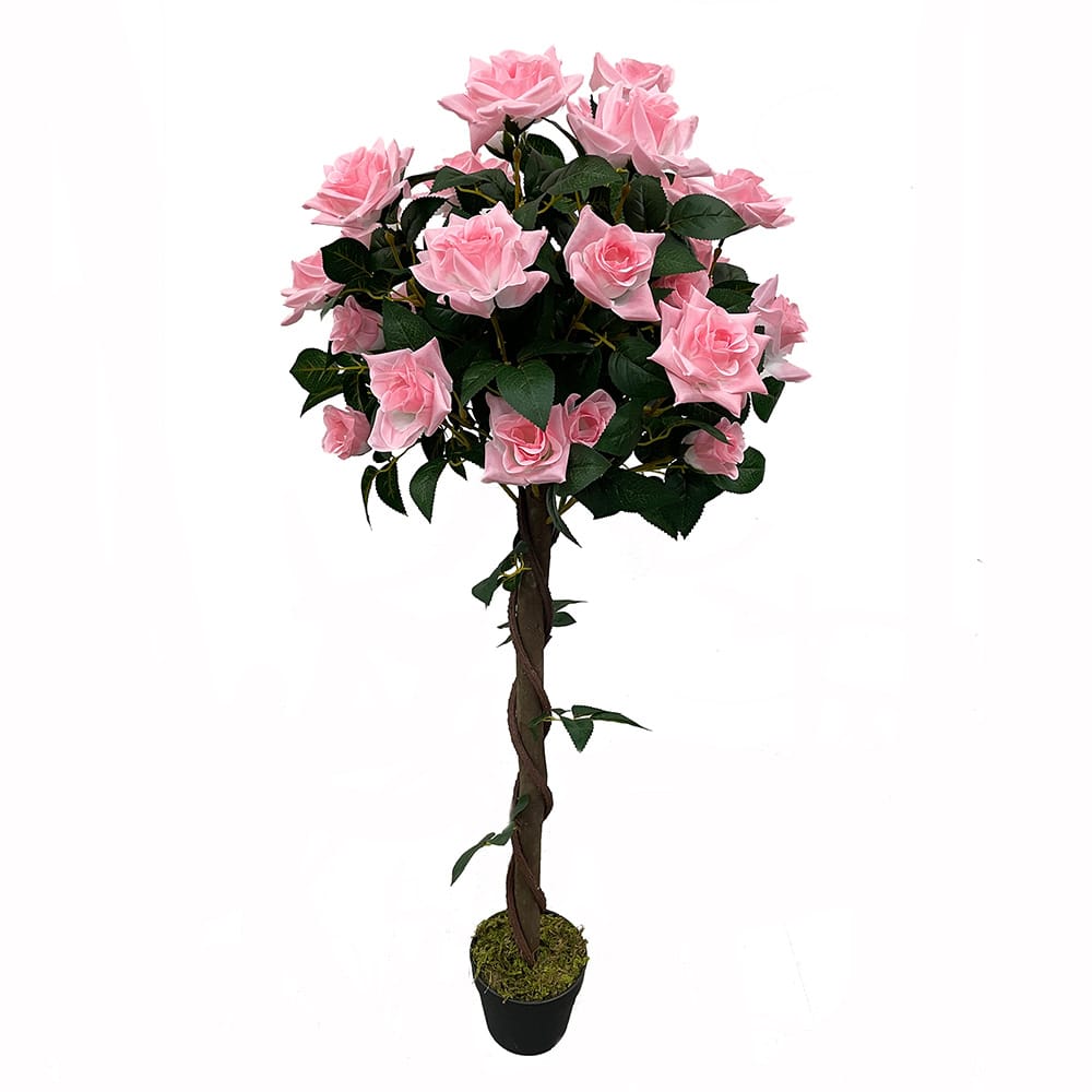 Artificial Pink Rose 120cm - Artificial Grass Direct