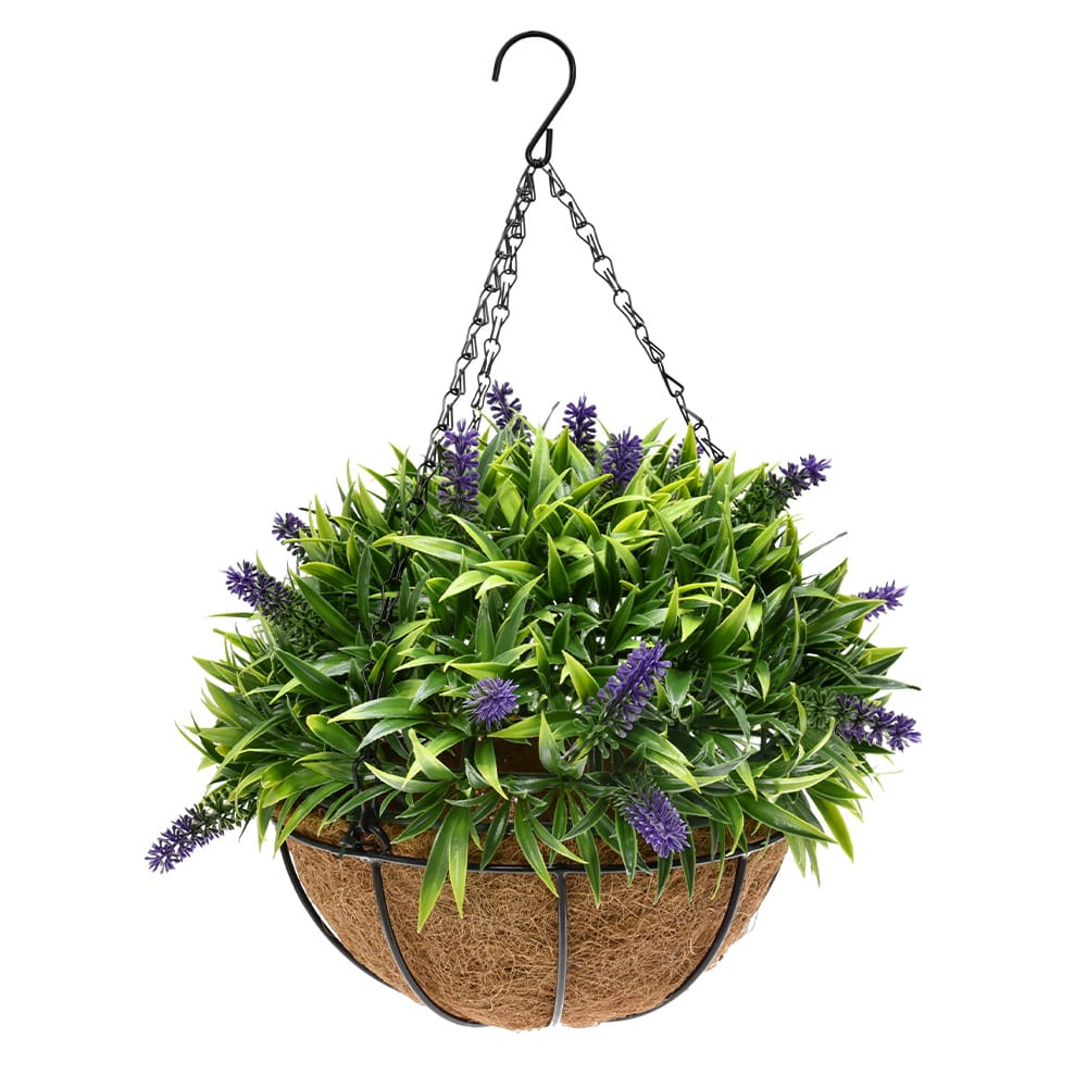Artificial Lavender Hanging Basket - Artificial Grass Direct