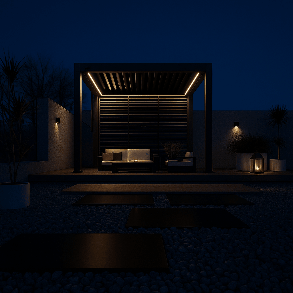 Modena Aluminium Pergola 3m x 3m Free Standing with LED Package