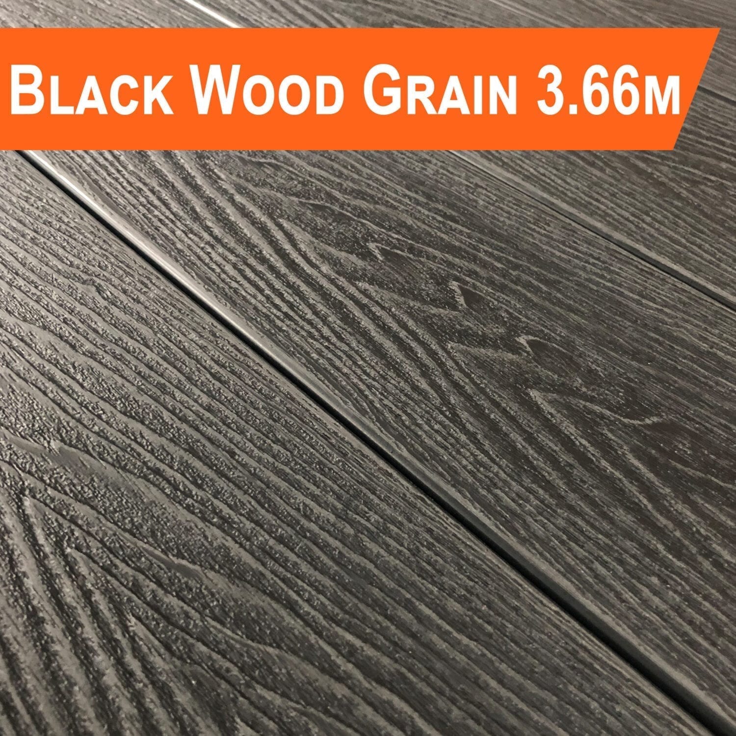 Black Wood Grain Composite Decking 3.66m Artificial Grass Direct